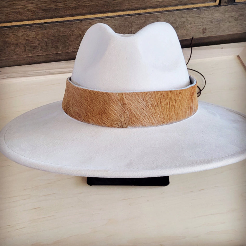 **Wide Hair Hide Leather Tan Hat Band Only 954h
