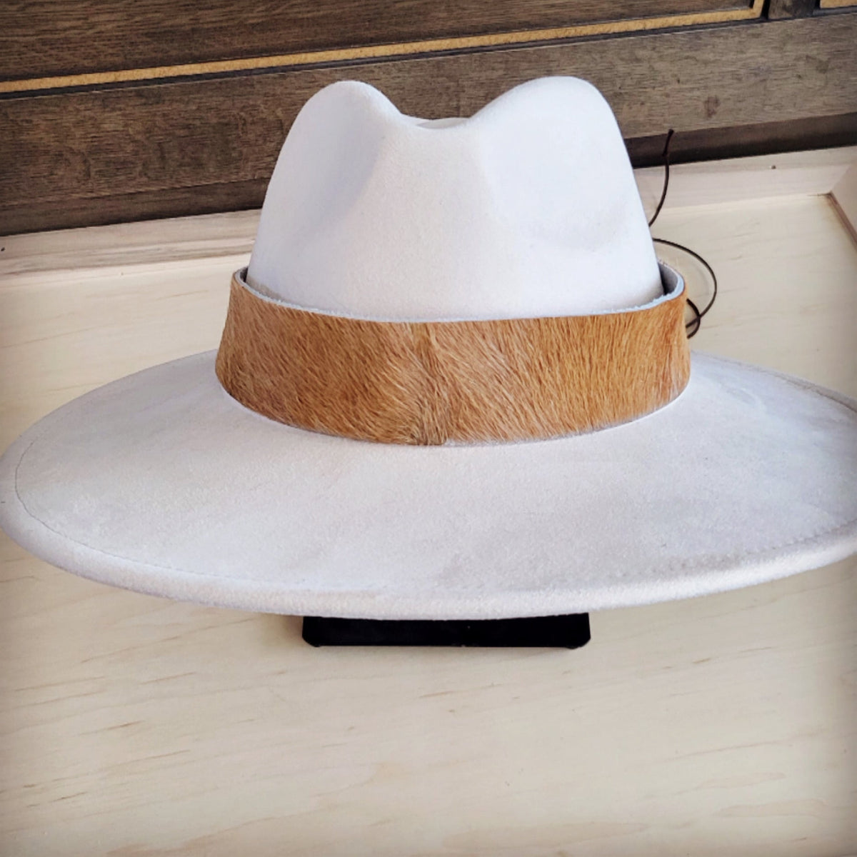 **Wide Hair Hide Leather Tan Hat Band Only 954h
