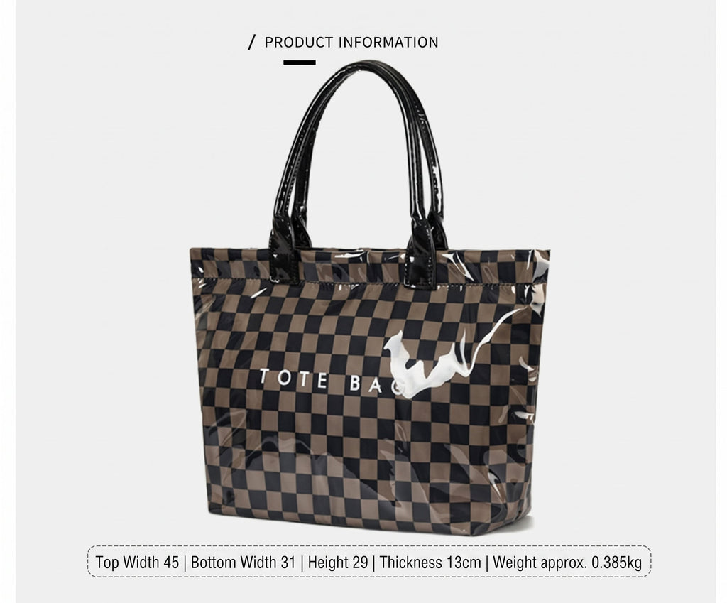 Charly Laminated Checkered Nylon Tote