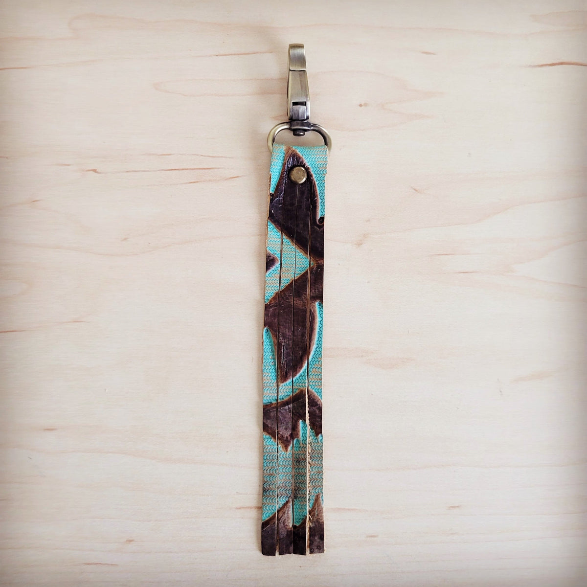 **Turquoise Laredo Genuine Leather Key Clain/ Purse Clip 703p