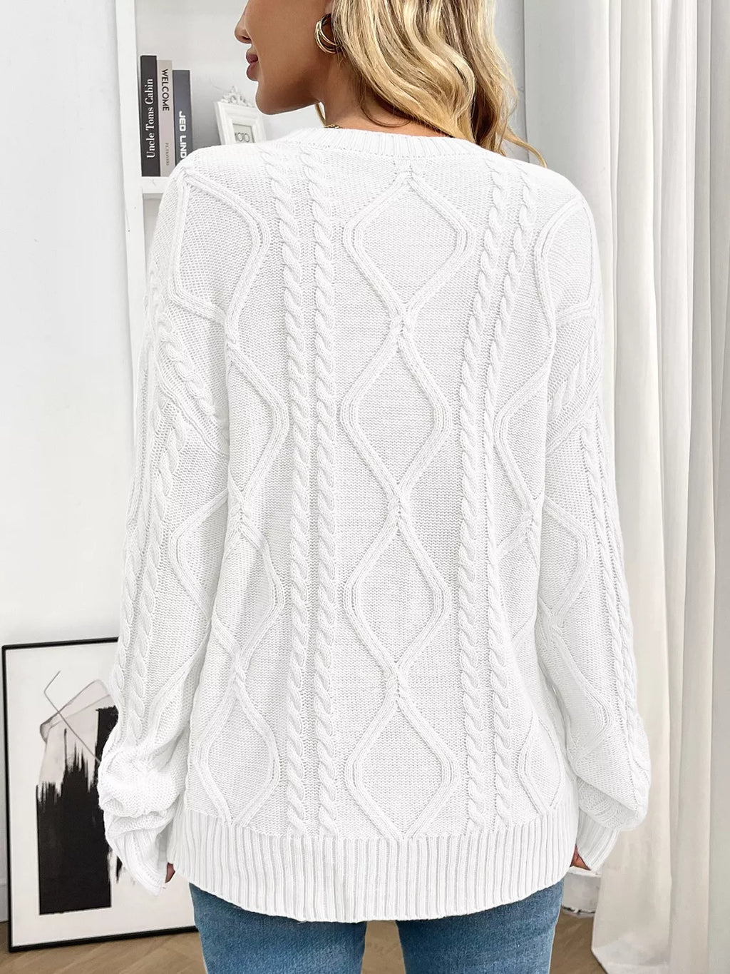 Cable Knit Round Neck Sweater