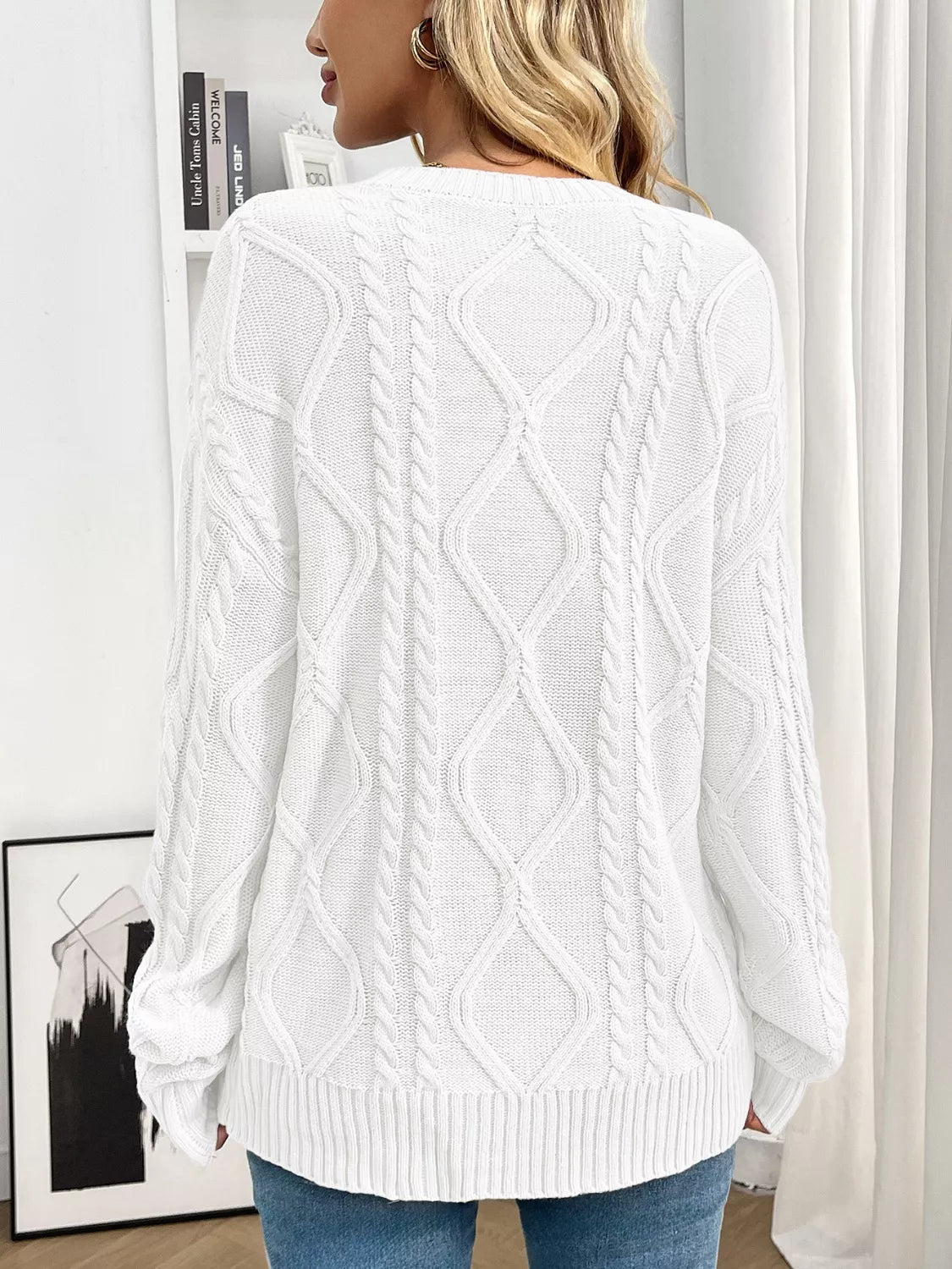 Cable Knit Round Neck Sweater