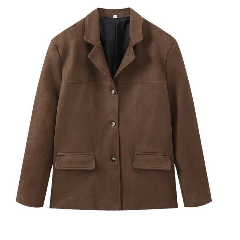 Timeless Suede Princess Jacket - Chic Mocha and Latte Retro Jacket for Women