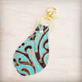 **Embossed Leather Key Chain - Cowboy Turquoise 700v
