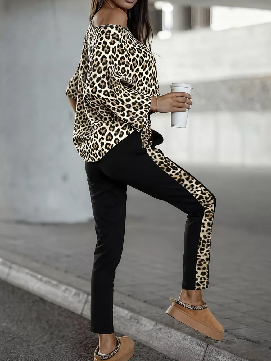Leopard Print Top and Pants Set