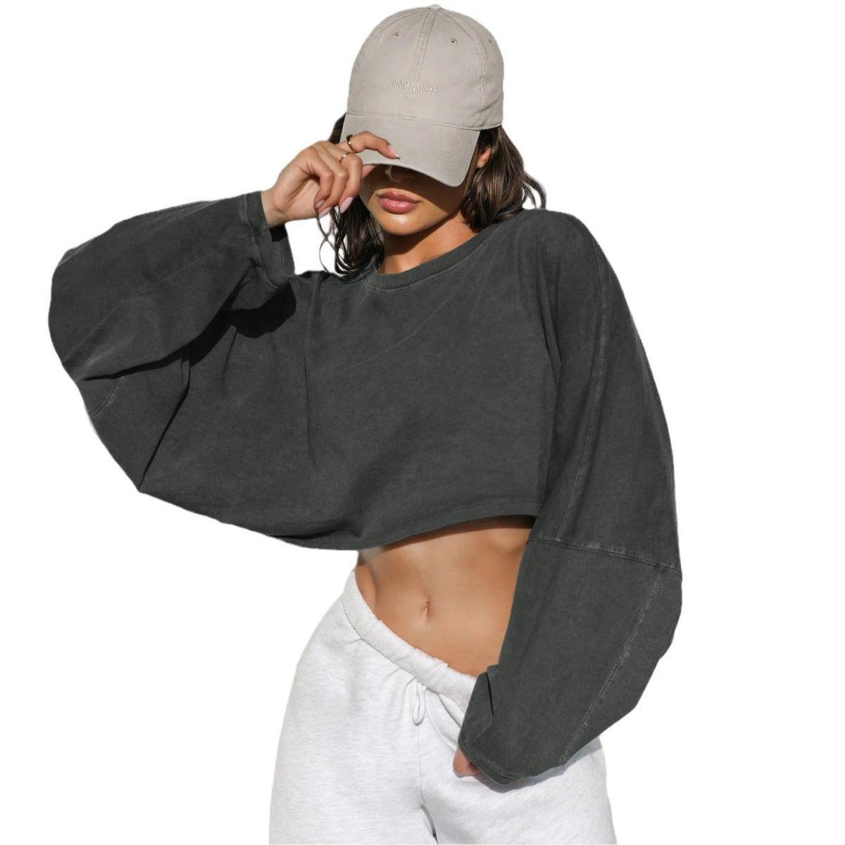Active Comfort Long Sleeved Sweatshirt Crop Top