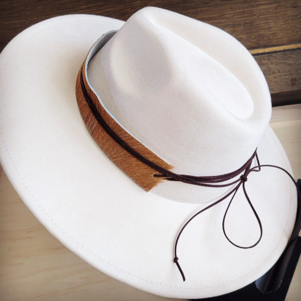 **Wide Hair Hide Leather Tan Hat Band Only 954h
