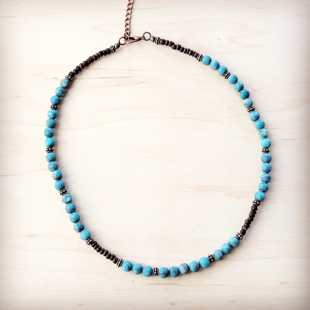 **Natural American Turquoise Beaded Collar Necklace 262f*