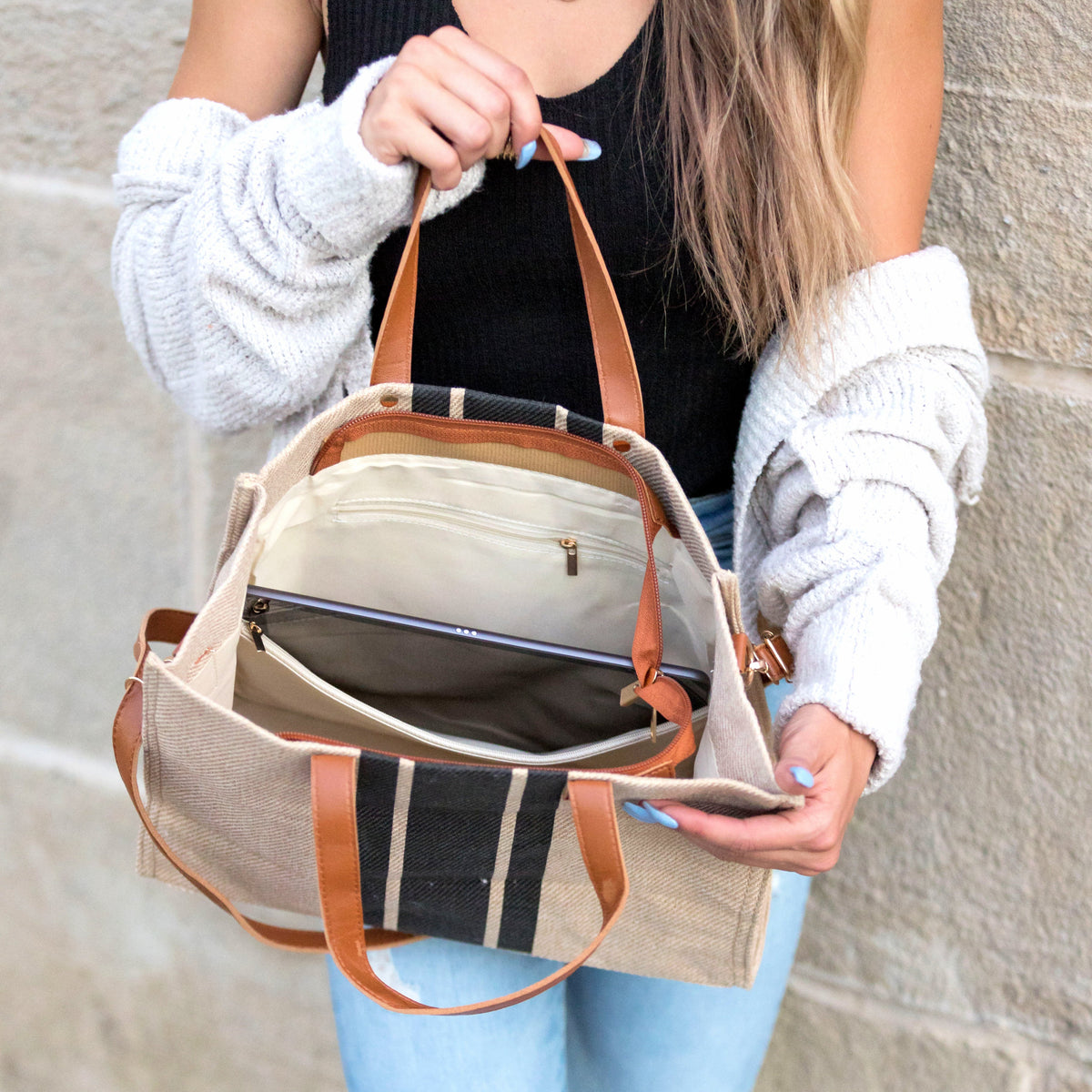 Canvas Stripe Tote