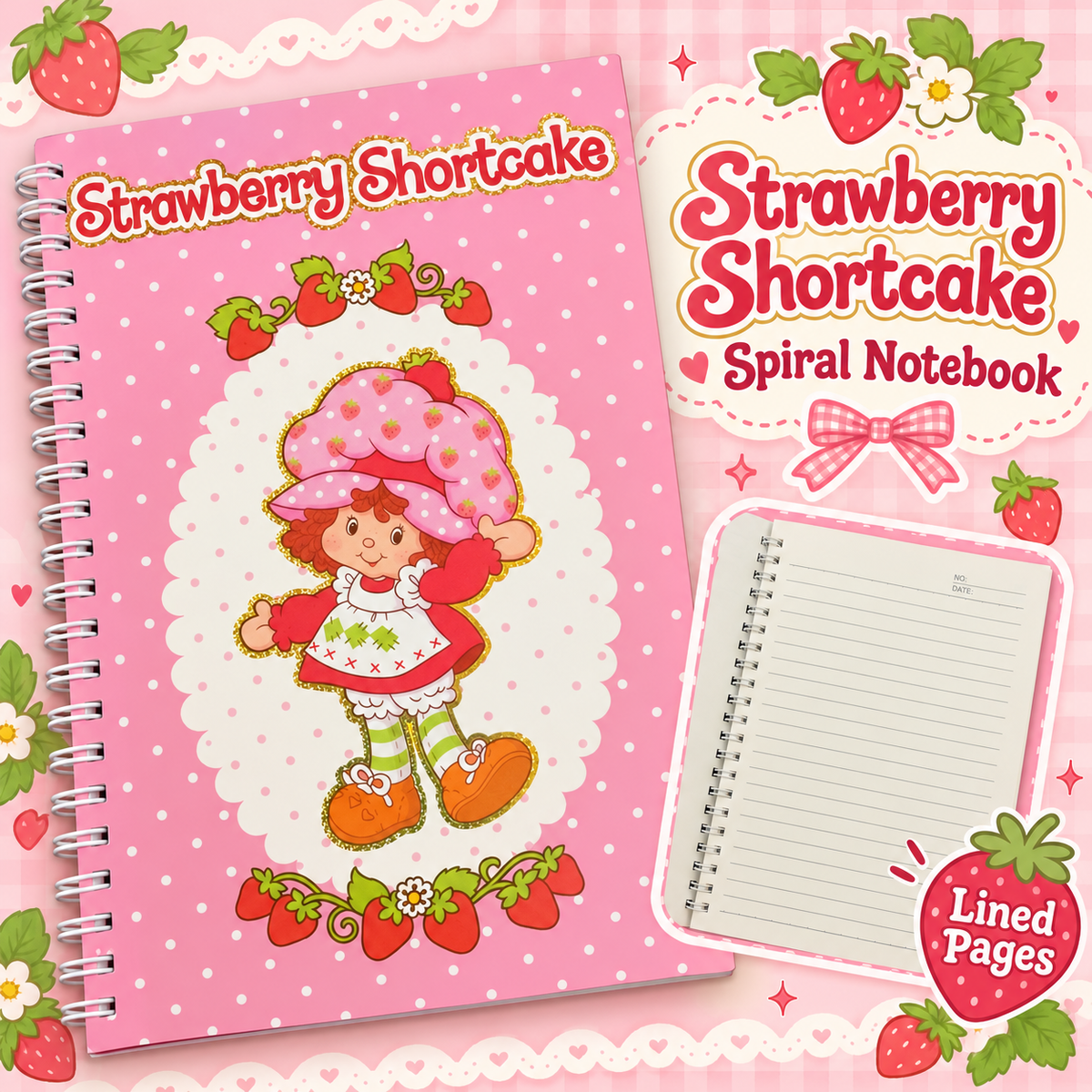 STRAWBERRY SHORTCAKE LINED PAGE SPIRAL NOTEBOOK | DESIGNS SENT AT RANDOM