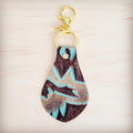 **Embossed Leather Key Chain -Turquoise Laredo 701t