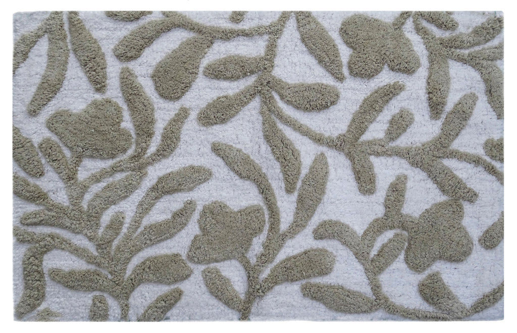 Vibhsa Bath Rug Damask Pattern in Beige & Ivory