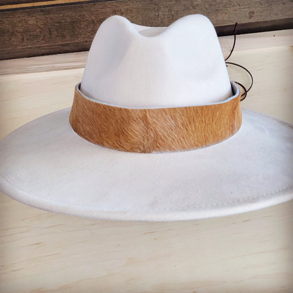 **Wide Hair Hide Leather Tan Hat Band Only 954h