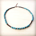**Natural American Turquoise Beaded Collar Necklace 262f*