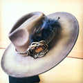 Hand-Painted Distressed Boho Western Cowgirl Hat & Band-Olive 987n
