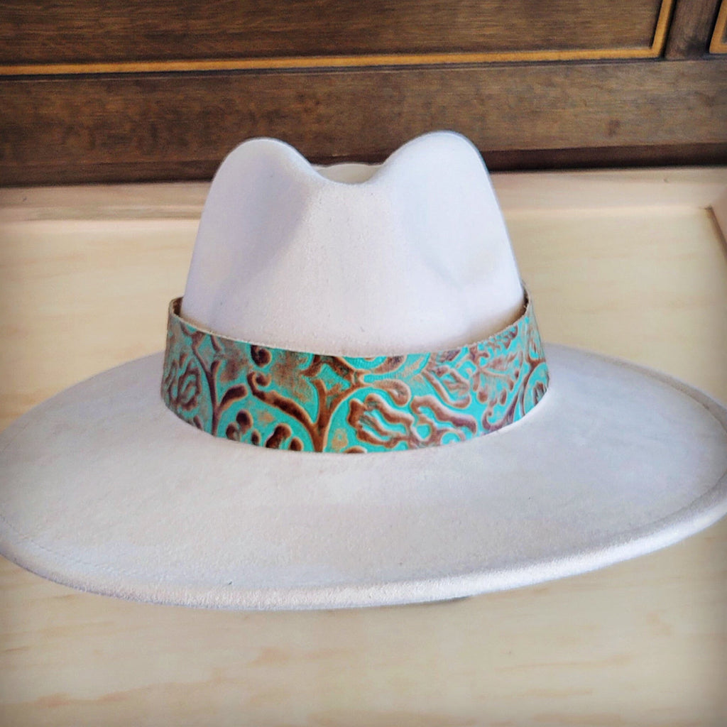 **Wide Genuine Leather Cowboy Turquoise Hat Band Only 953u
