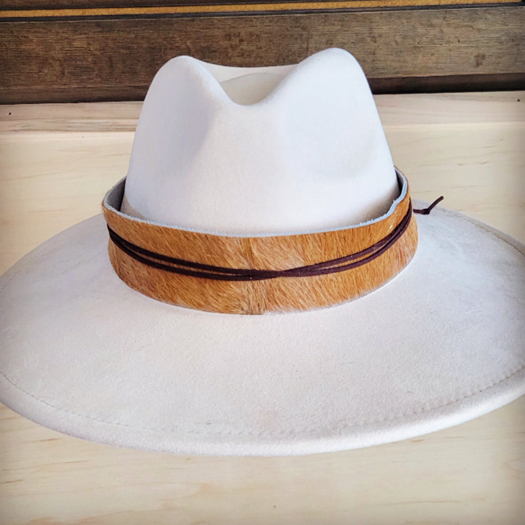 **Wide Hair Hide Leather Tan Hat Band Only 954h