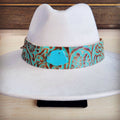 Wide Genuine Leather Cowboy Turquoise Hat Band Only w/ Turq 953p