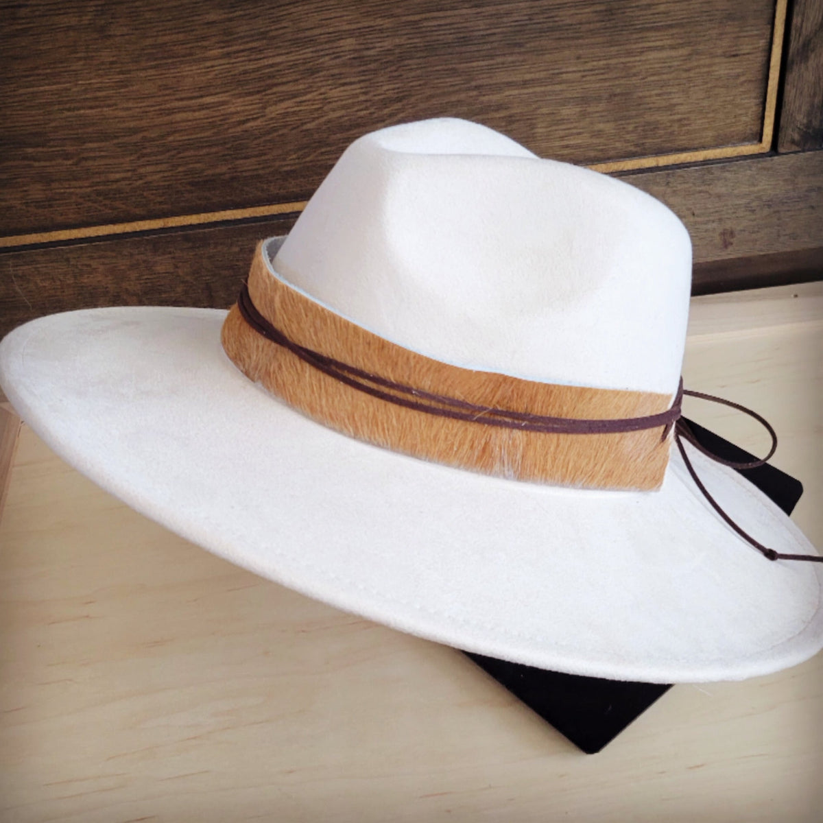 **Wide Hair Hide Leather Tan Hat Band Only 954h