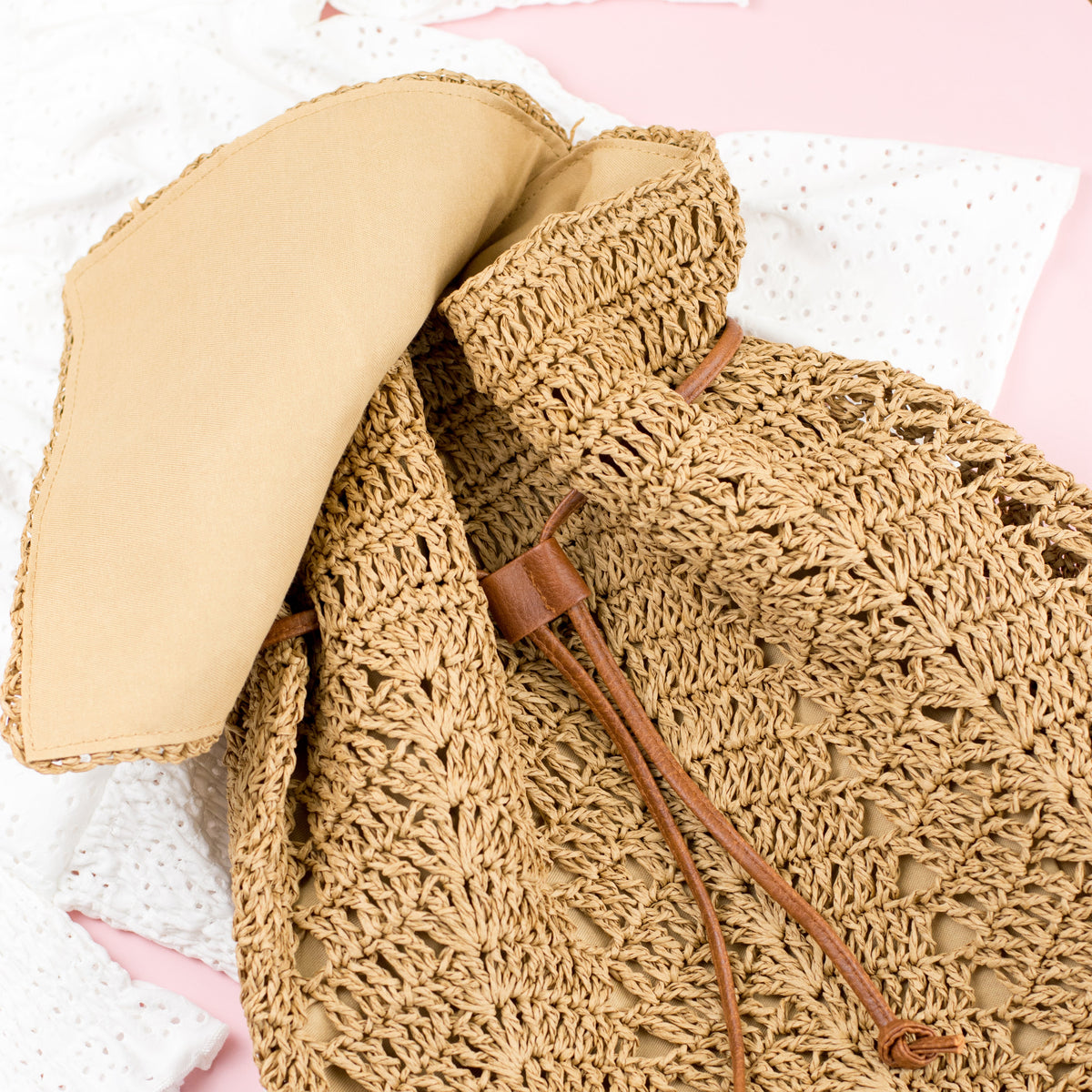 Woven Straw Backpack