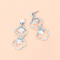 Hammered Metal Double Quatrefoil Link Drop Earrings