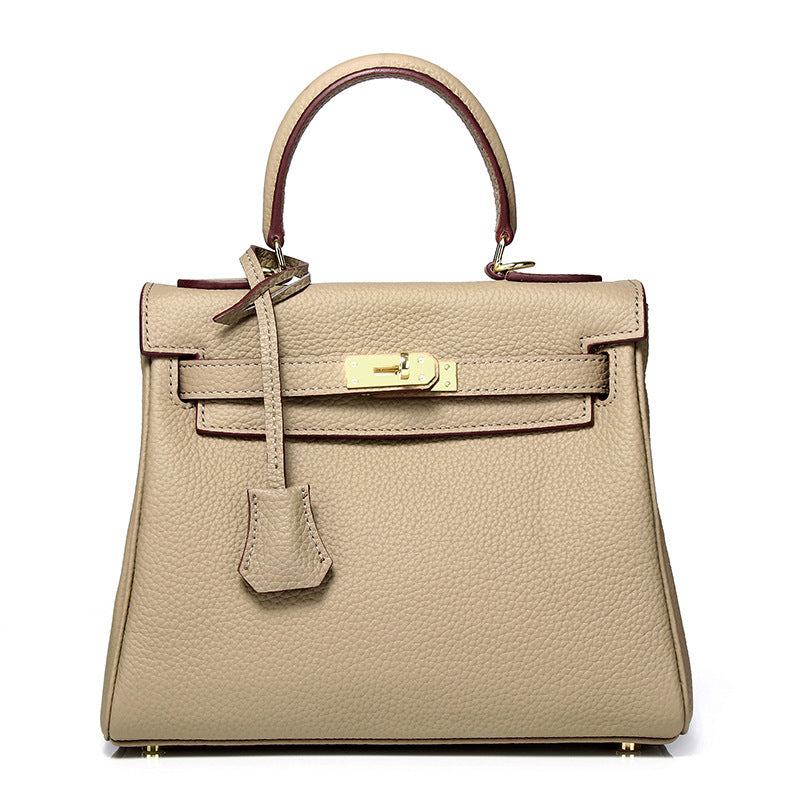 Women's High-grade Fashionable Genuine Leather Handmade Kelly First Layer Handbags