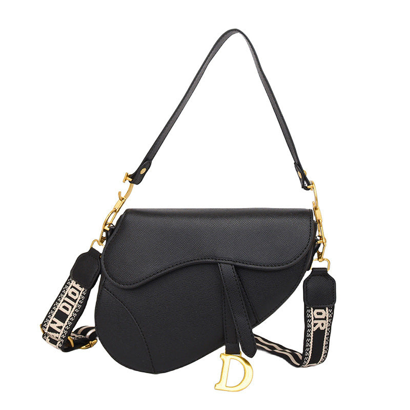 Women's Palm Print Letter Underarm Saddle High Crossbody Bags
