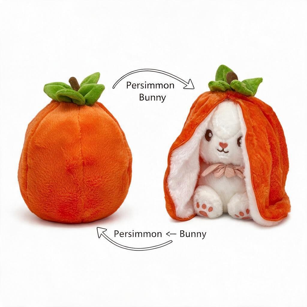 Reversible Strawberry Bunny Plush Toy Soft Polyester Stuffed Animal for Kids Hide and Seek Transforming Toy