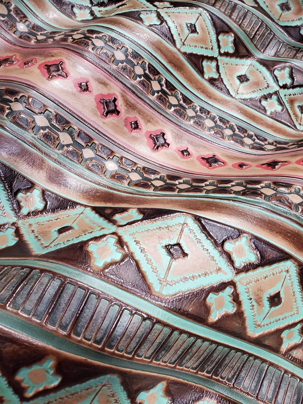 **Wide Genuine Leather Turquoise Navajo Hat Band Only w/ Turq 953i
