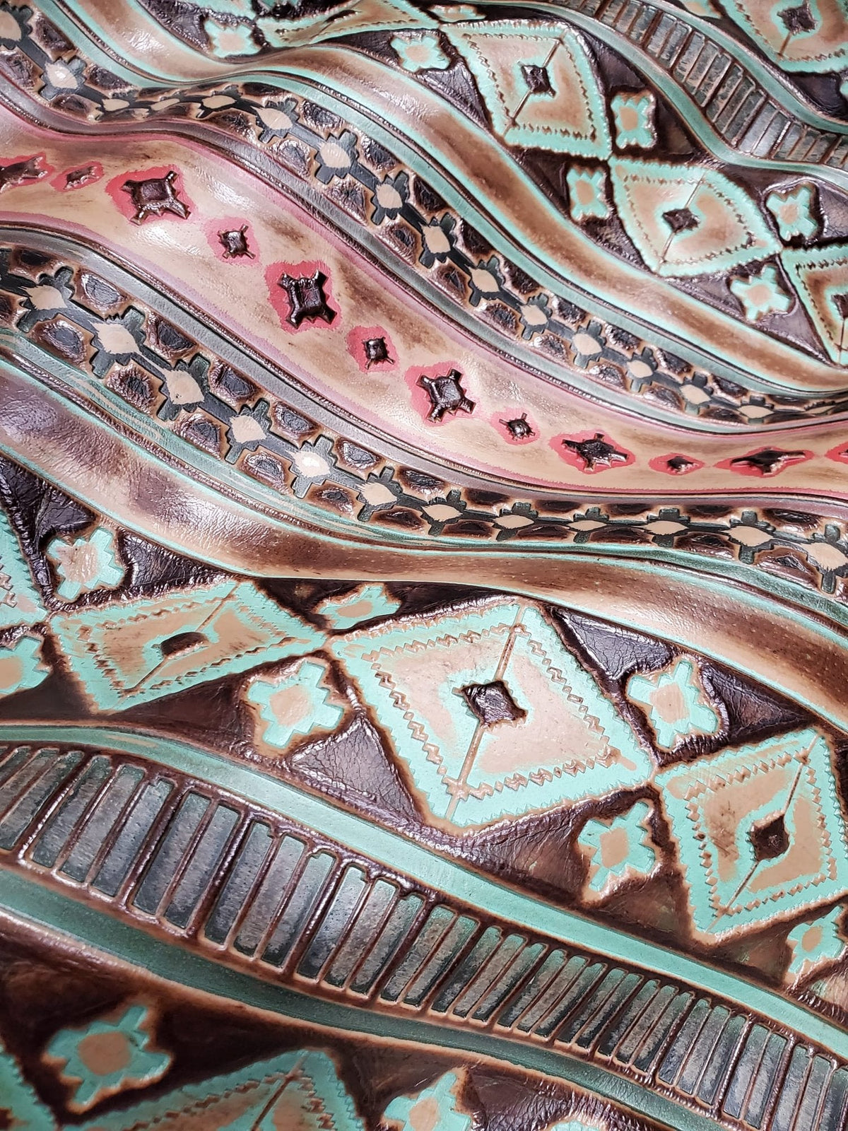 **Wide Genuine Leather Turquoise Navajo Hat Band Only w/ Turq 953i