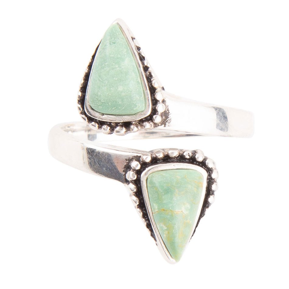 Begondor Green Turquoise and Sterling Silver Adjustable Ring