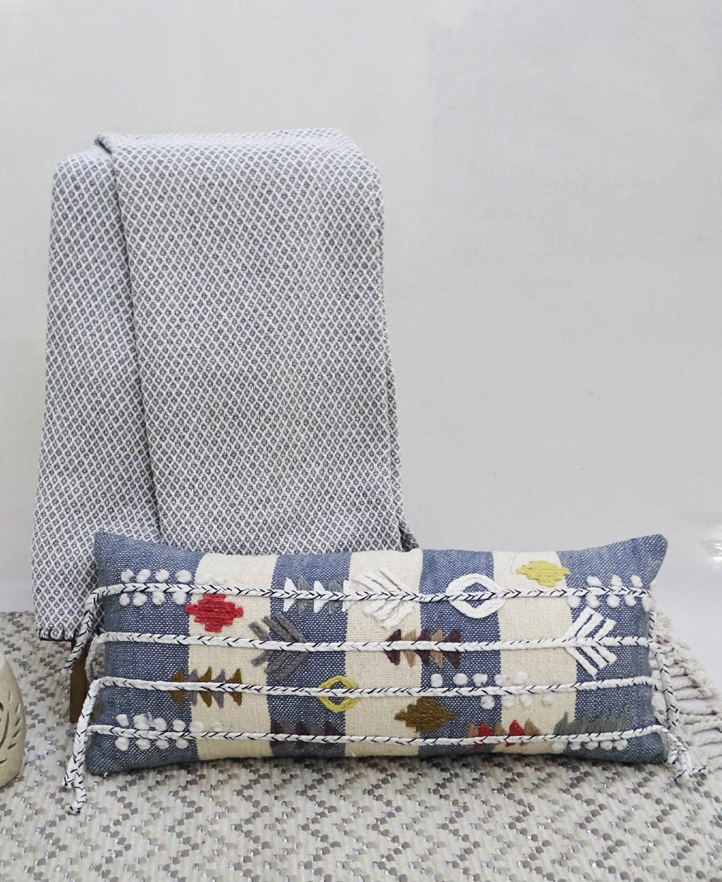 Decorative Embroidery Throw Pillow 12" X 30"
