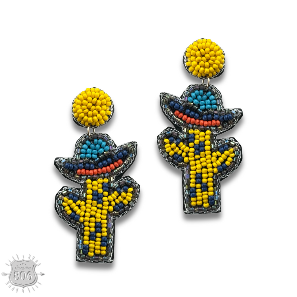 Seed bead cactus earring, last call