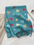 Heart Patterned Tassel Scarf